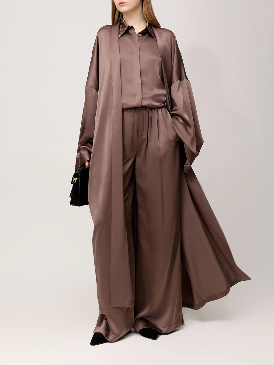 Брюки шелковые JACOB LEE WPS015SS25TR Коричневый  Фото 2