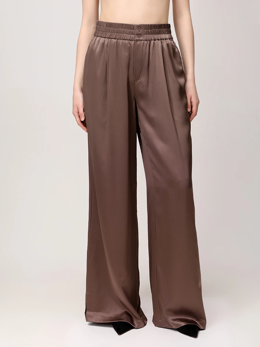 Брюки шелковые JACOB LEE WPS015SS25TR Коричневый  Фото 4