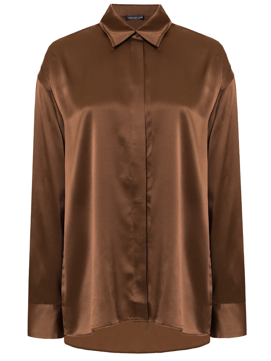 

Блуза шелковая, Коричневый, WSS020SS25DC