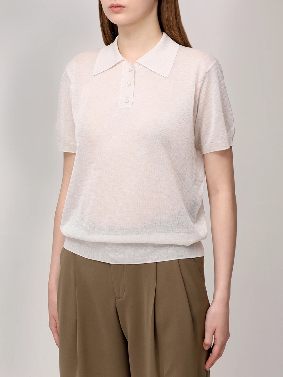 Поло из вискозы JACOB LEE WKP068SS25SD Бежевый  Фото 4