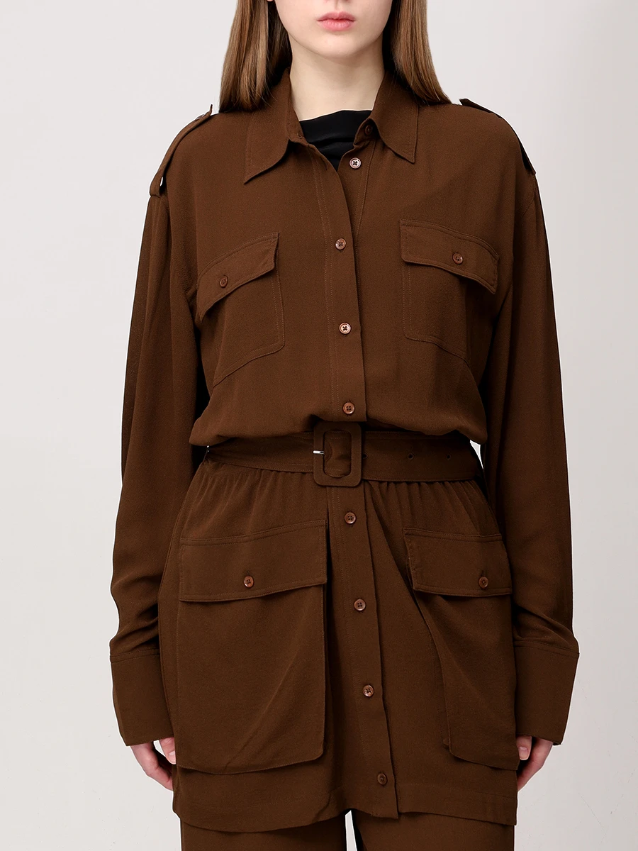 Платье шелковое JACOB LEE WSS020SS25TR Коричневый  Фото 4