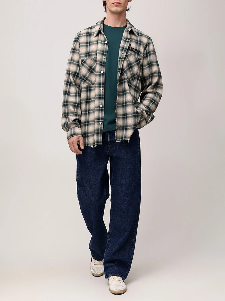 Рубашка Regular Fit хлопковая AMIRI AMSTFL1009 Зеленый  Фото 2