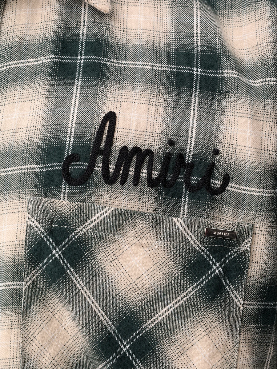 Рубашка Regular Fit хлопковая AMIRI AMSTFL1009 Зеленый  Фото 6
