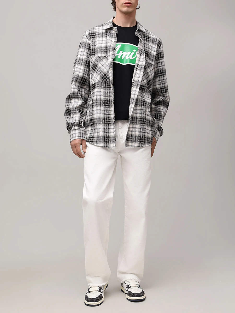 Рубашка Regular Fit хлопковая AMIRI AMSTFL1010 Белый  Фото 2