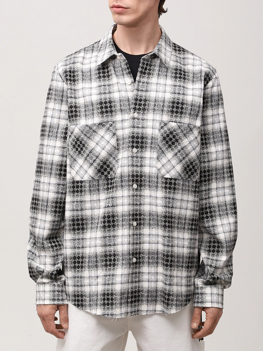 Рубашка Regular Fit хлопковая AMIRI AMSTFL1010 Белый  Фото 4