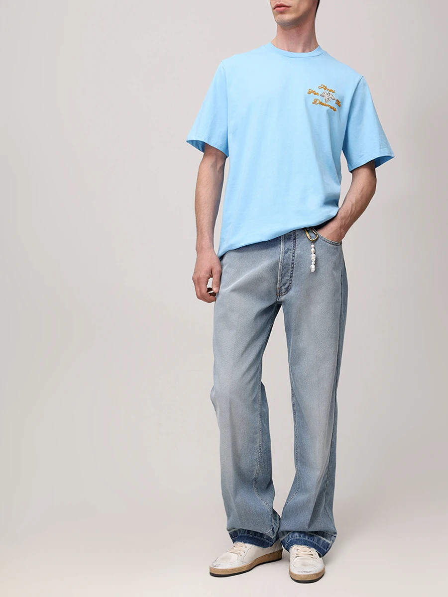 Футболка хлопковая AMIRI AMJYTE1129 Голубой  Фото 2