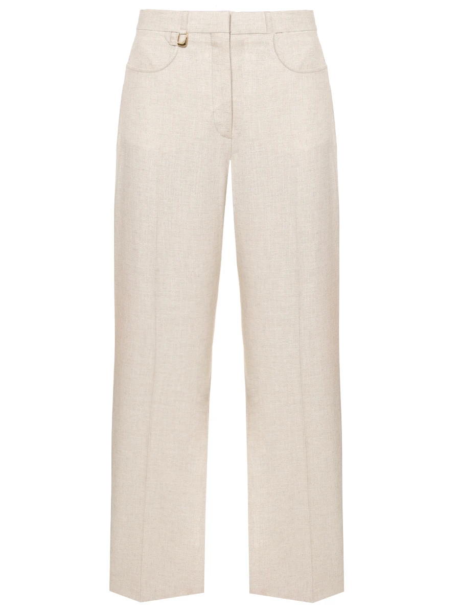 Брюки из вискозы и льна JACQUEMUS 243PA0031358 130 Бежевый 
