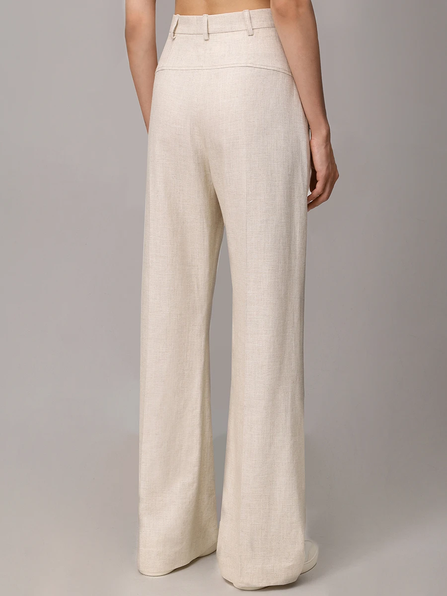 Брюки из вискозы и льна JACQUEMUS 243PA0031358 130 Бежевый  Фото 4