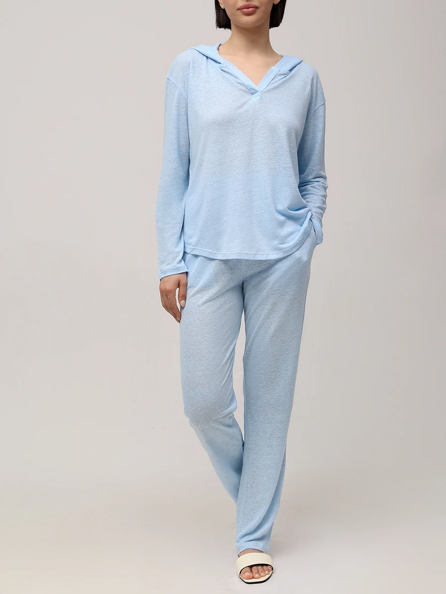 

Лонгслив льняной, Голубой, 4605034