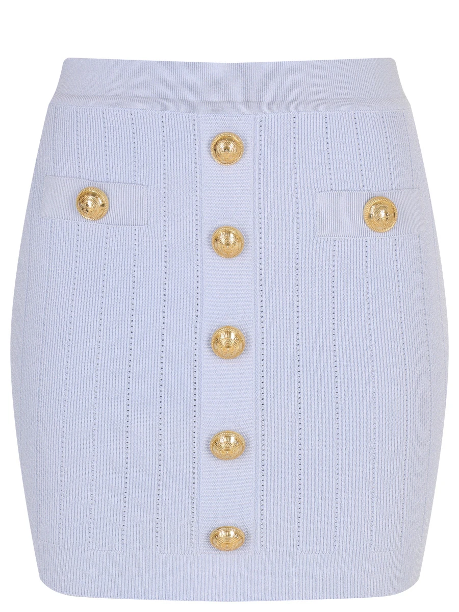 Юбка из вискозы BALMAIN EF1LB290KB07/6AC Голубой 