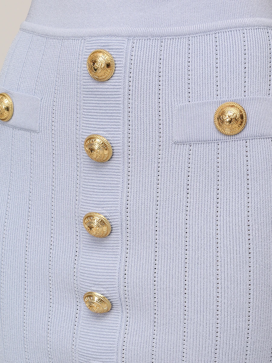 Юбка из вискозы BALMAIN EF1LB290KB07/6AC Голубой  Фото 6