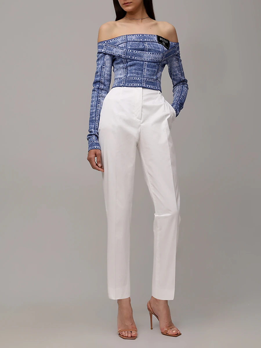 Топ из вискозы BALMAIN EF1AO385KH80 Синий  Фото 2
