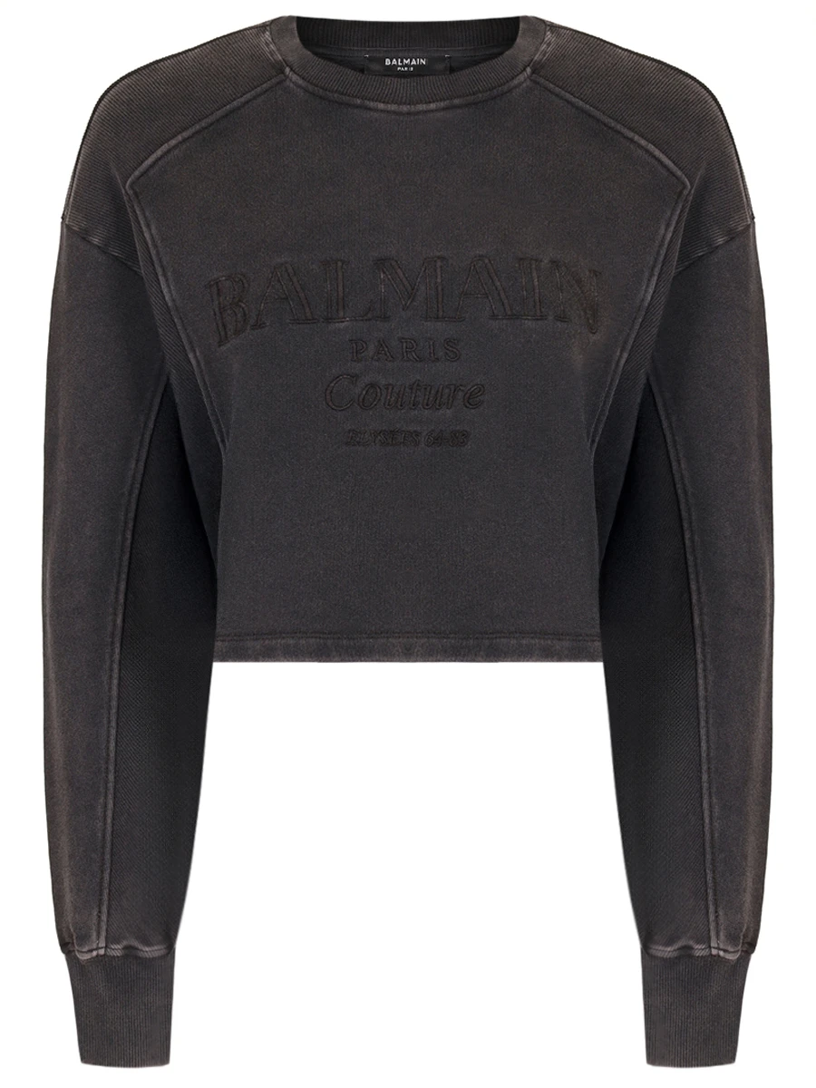 Толстовка хлопковая BALMAIN EF1JO076BC96/YGD Серый 