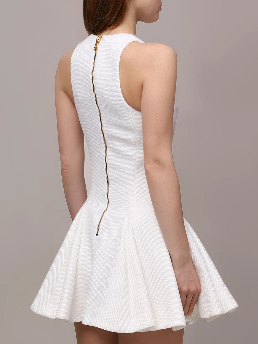 Платье из вискозы BALMAIN EF1R5087MG61 Белый  Фото 3