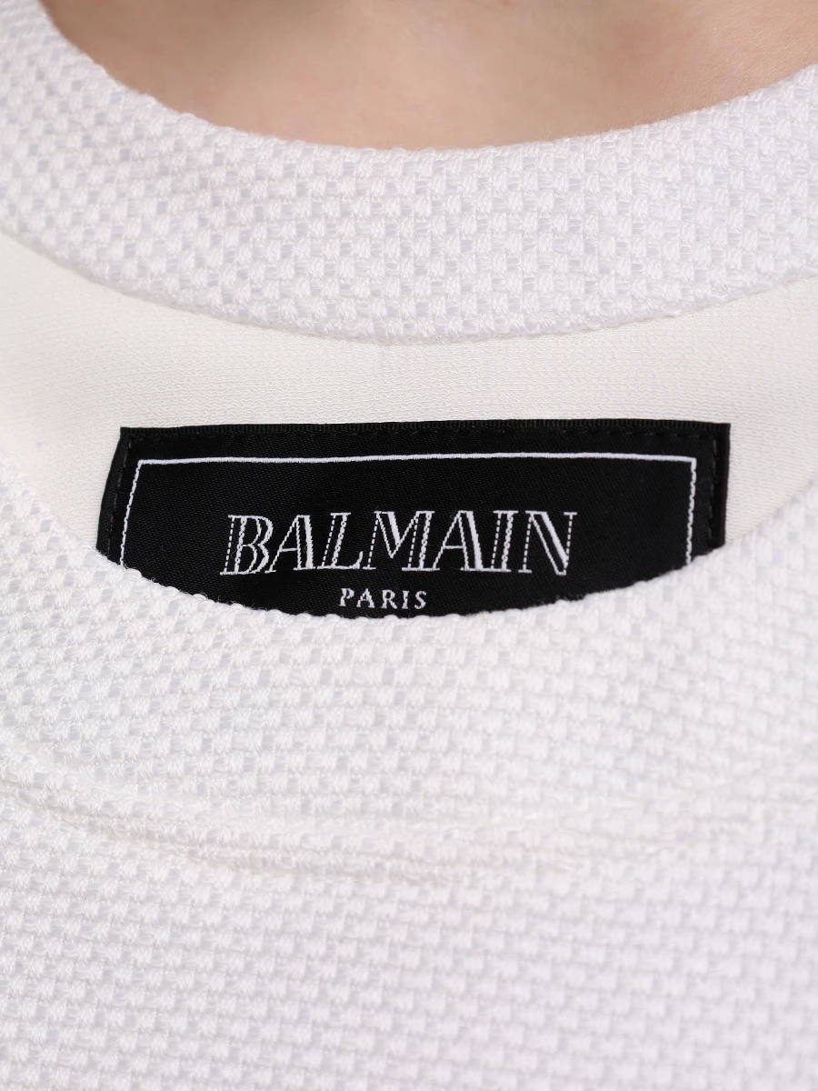 Платье из вискозы BALMAIN EF1R5087MG61 Белый  Фото 6