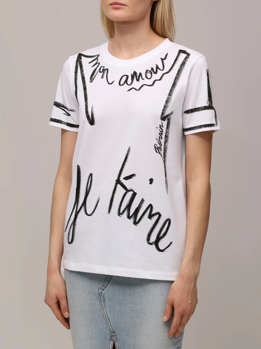 Футболка хлопковая BALMAIN EF1EF000GE35 Белый  Фото 4