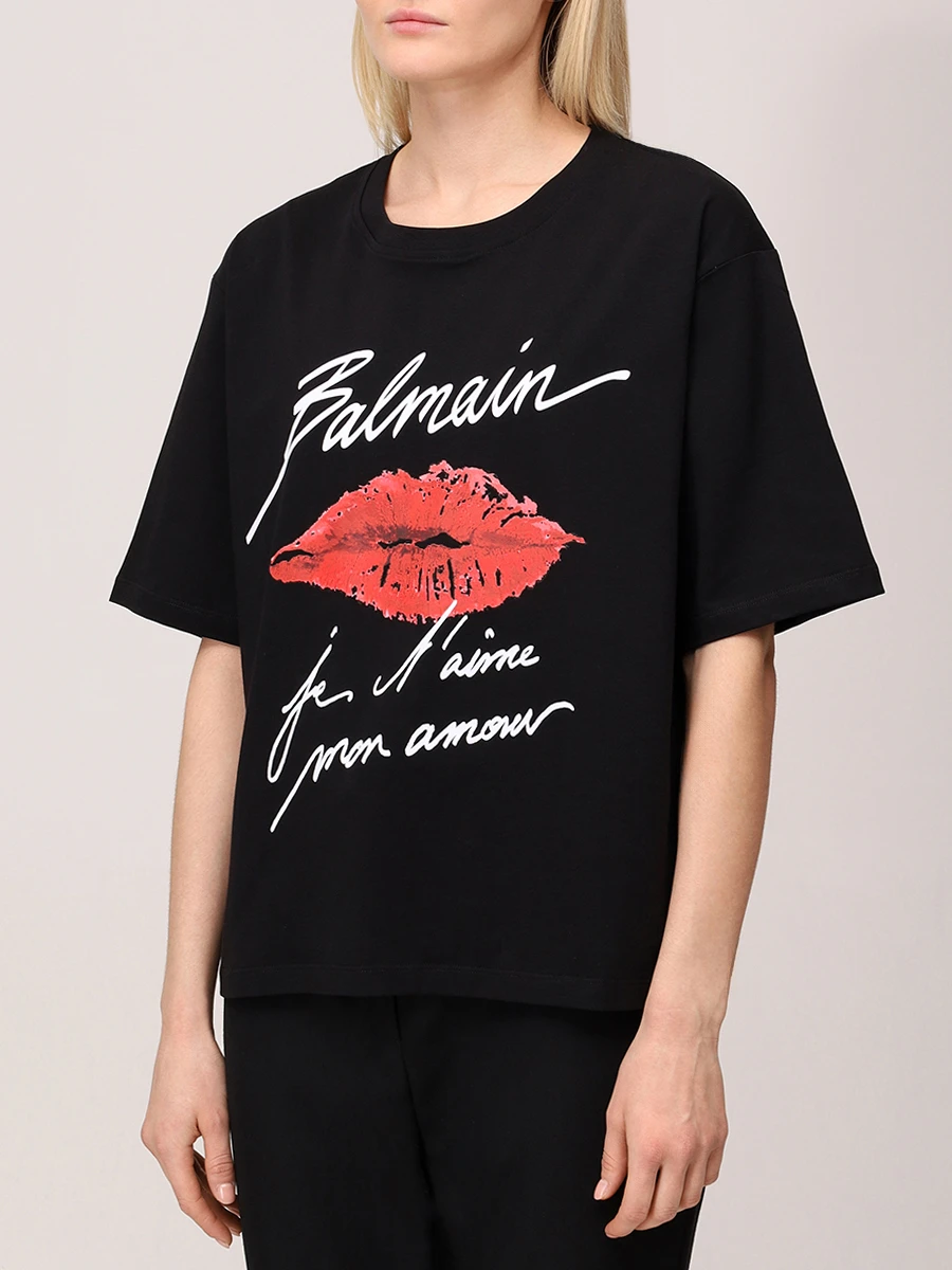 Футболка хлопковая BALMAIN EF1EG110GE45/EIM Черный  Фото 4