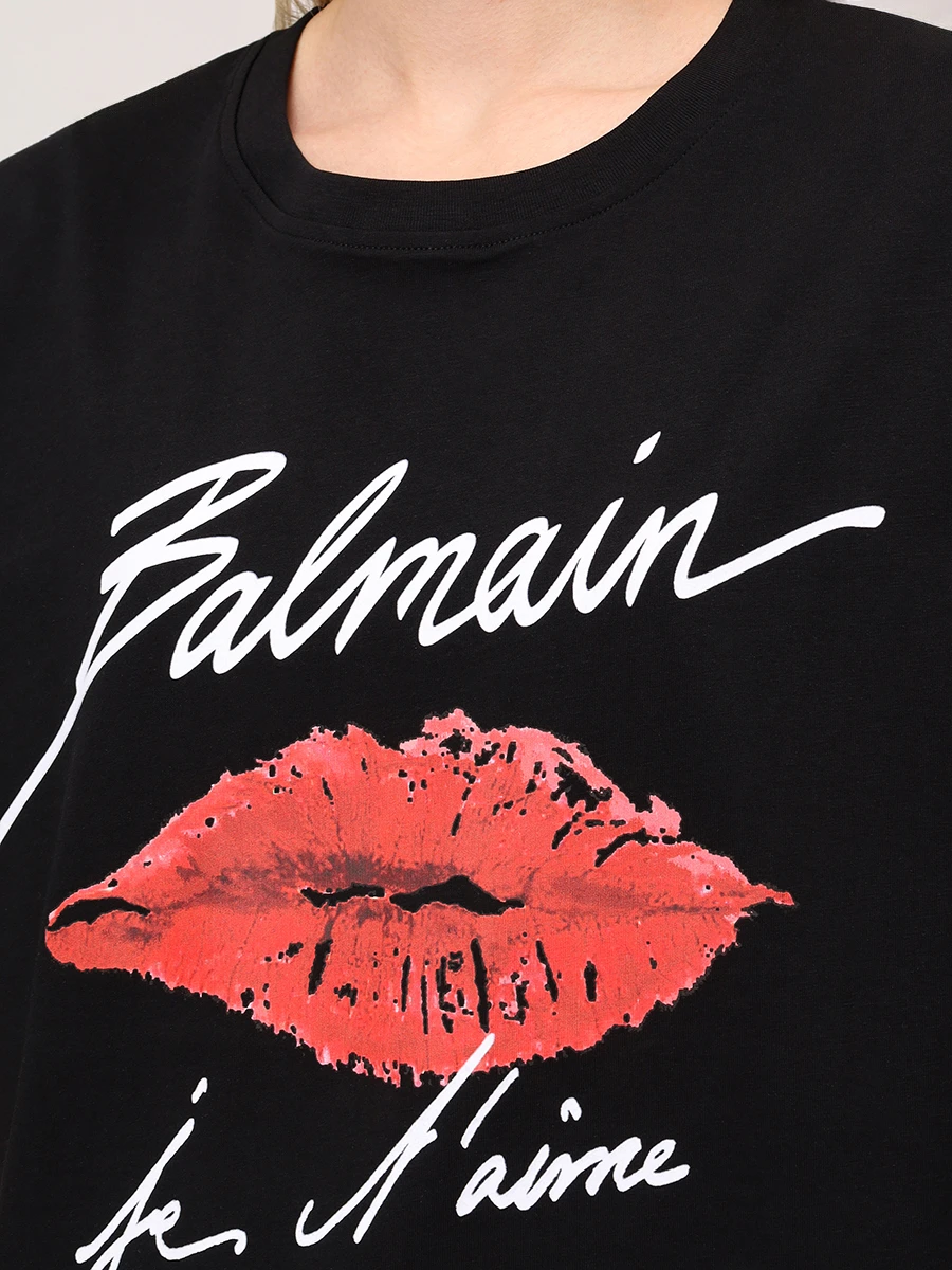 Футболка хлопковая BALMAIN EF1EG110GE45/EIM Черный  Фото 6