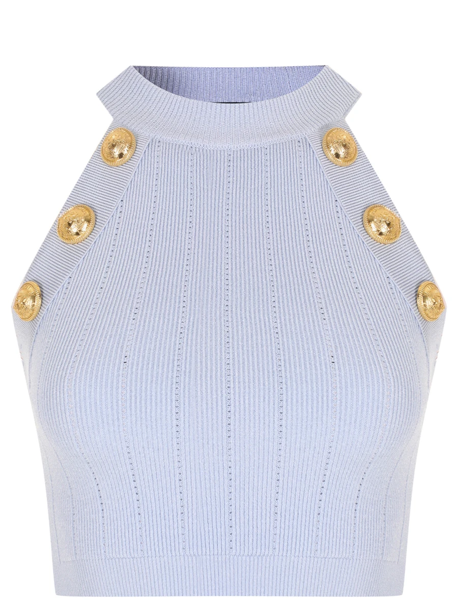 Топ из вискозы BALMAIN EF1AB390KB07/6AC Голубой 