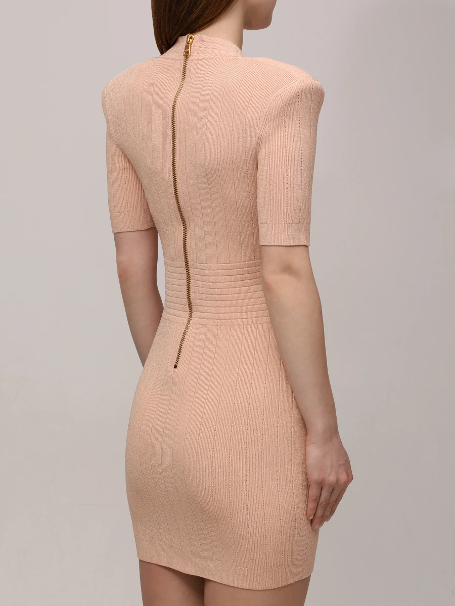 Платье из вискозы BALMAIN EF1R6045KB07/0LB Бежевый  Фото 3