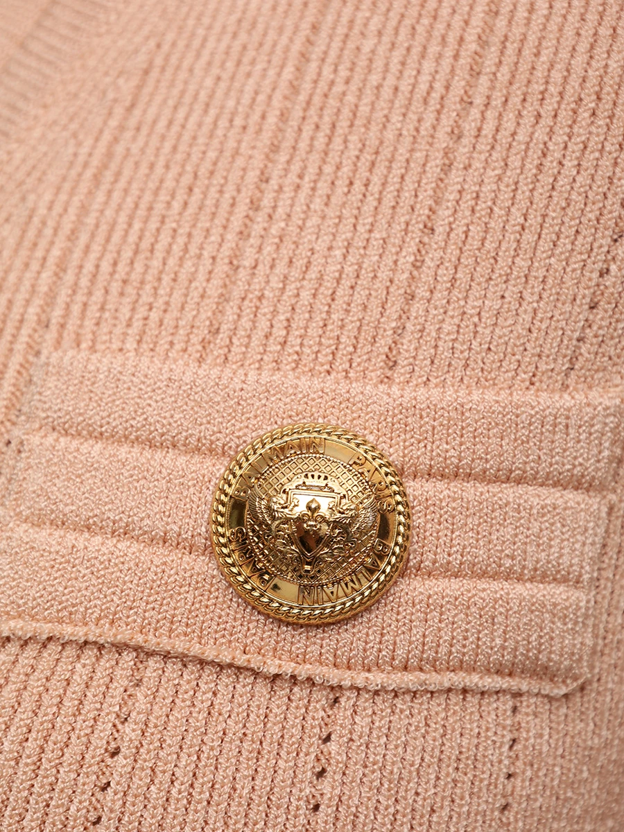 Платье из вискозы BALMAIN EF1R6045KB07/0LB Бежевый  Фото 6