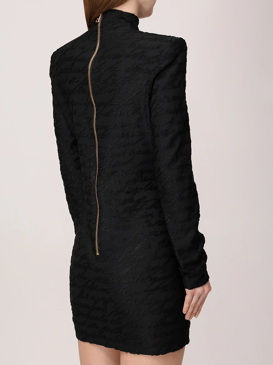 Платье из вискозы BALMAIN EF1R9264JJ89 Черный  Фото 3
