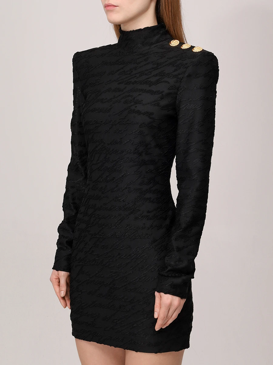 Платье из вискозы BALMAIN EF1R9264JJ89 Черный  Фото 4