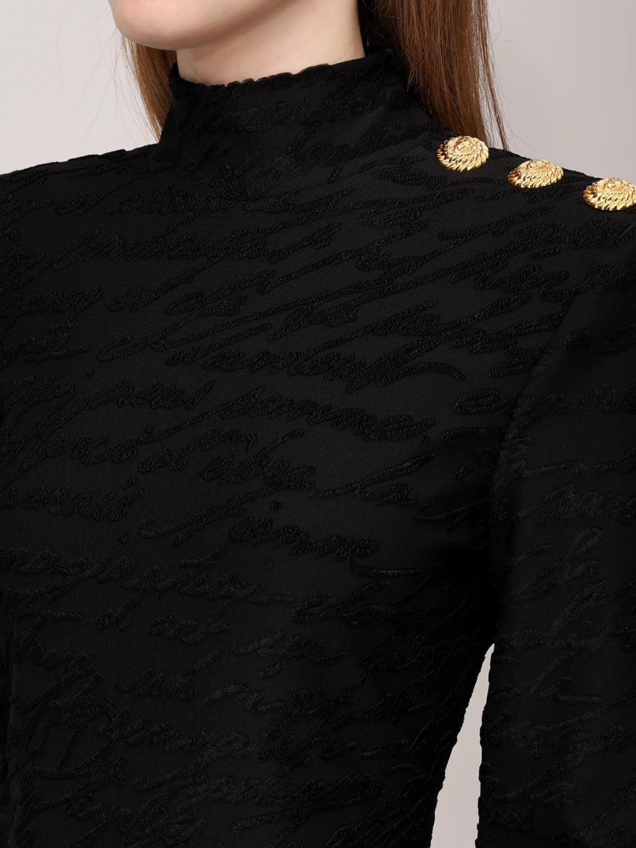 Платье из вискозы BALMAIN EF1R9264JJ89 Черный  Фото 5