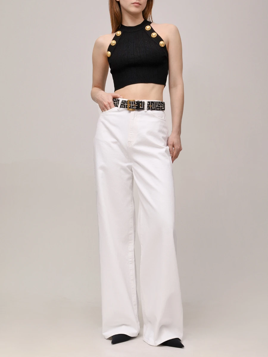 Топ из вискозы BALMAIN EF1AB390KB07/0PA Черный  Фото 2
