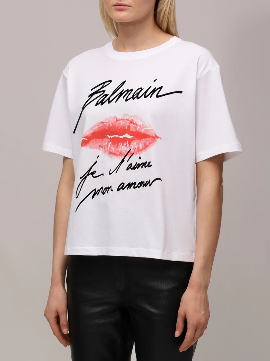 Футболка хлопковая BALMAIN EF1EG110GE45/GQV Белый  Фото 4