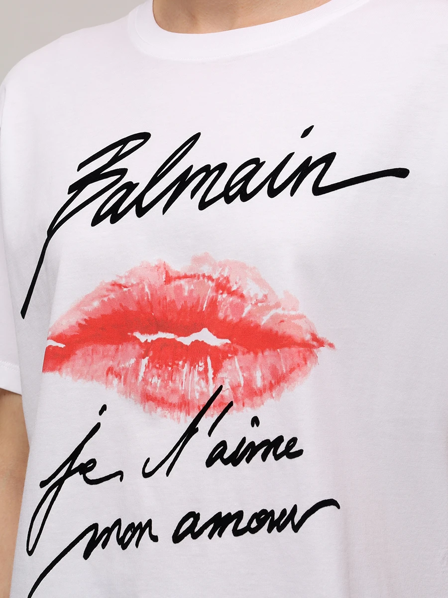 Футболка хлопковая BALMAIN EF1EG110GE45/GQV Белый  Фото 5