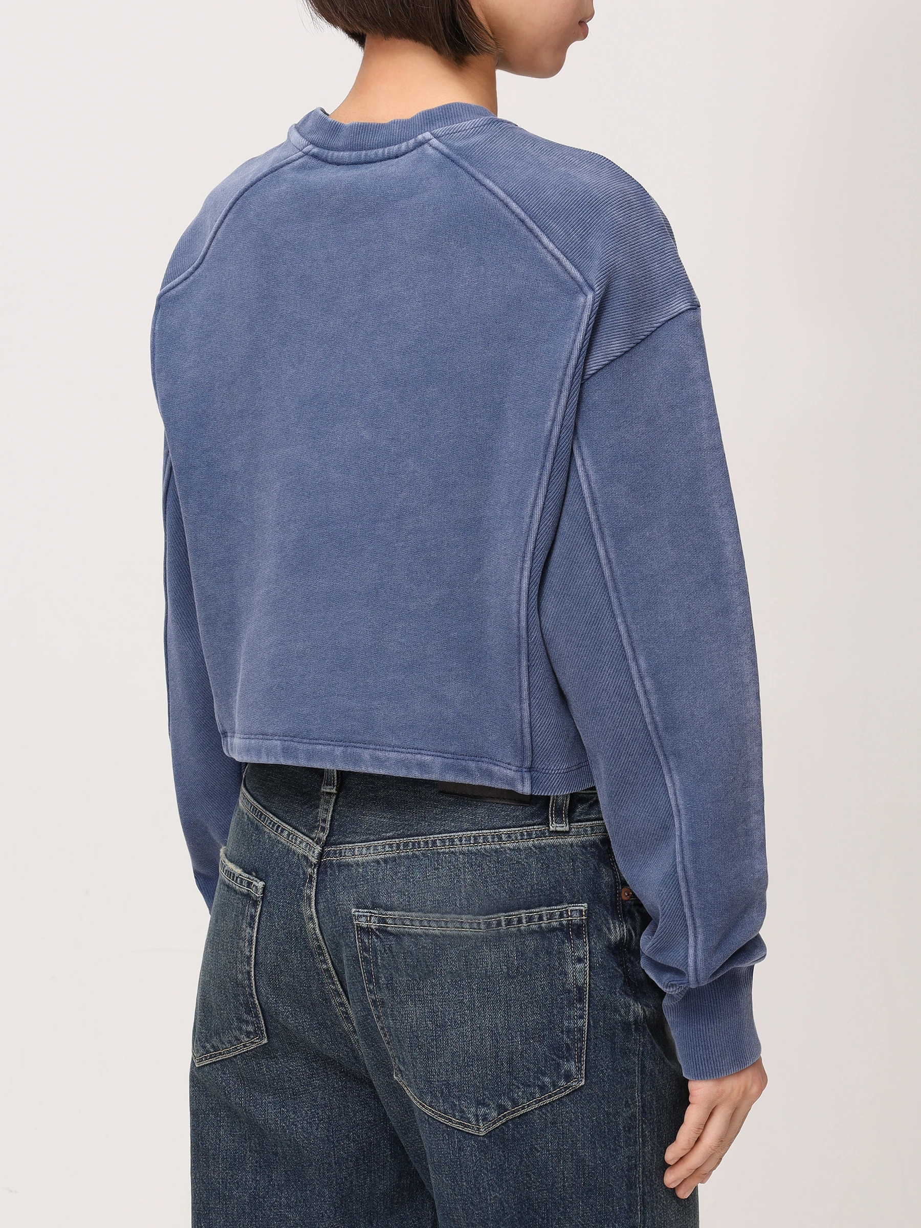 Толстовка хлопковая BALMAIN EF1JO076BC96/SOS Голубой  Фото 3