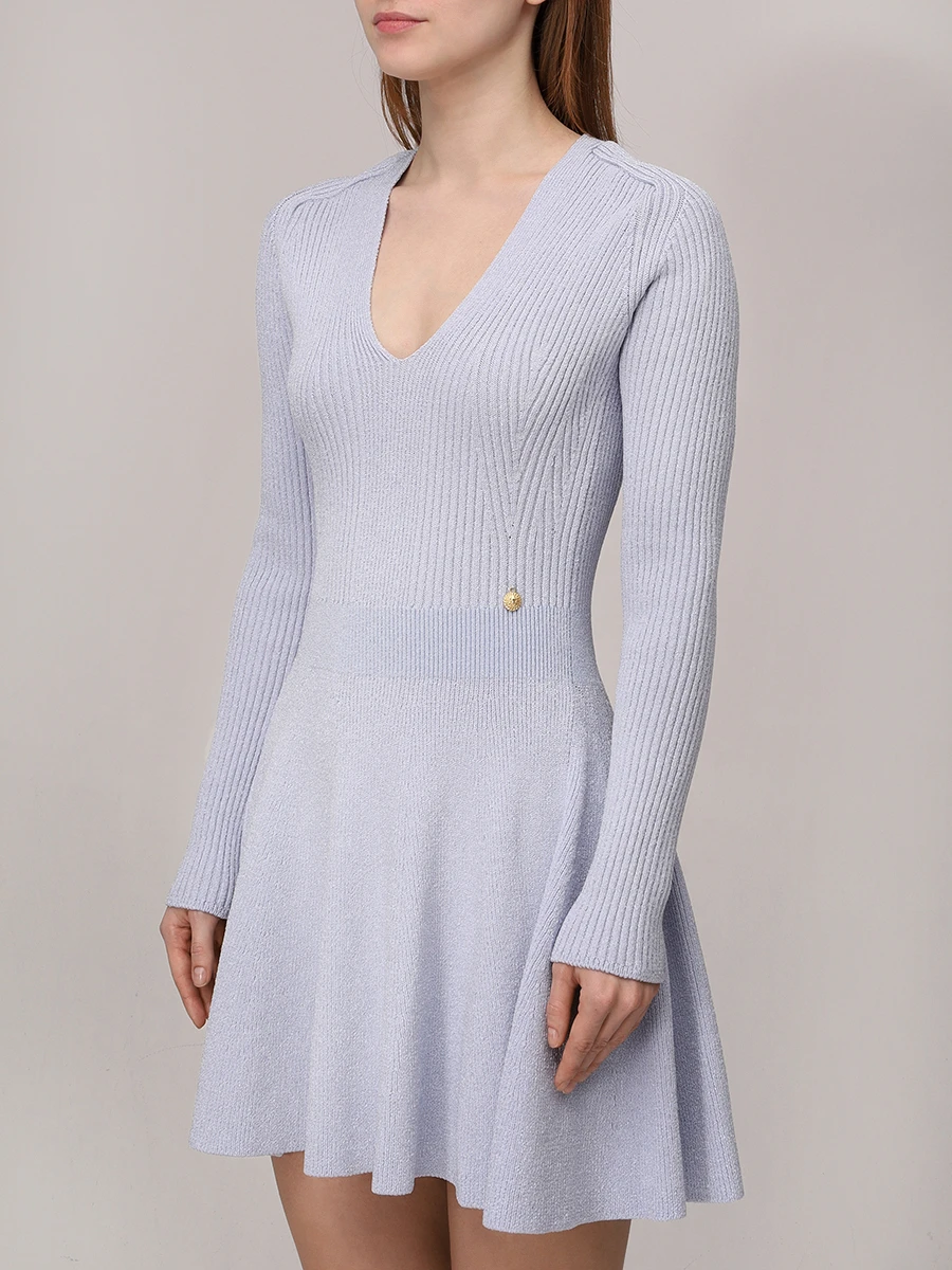 Платье из вискозы BALMAIN EF1R9857KI09/6AC Голубой  Фото 4