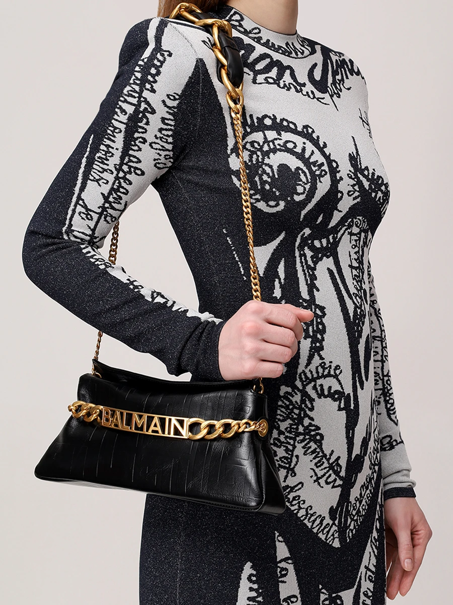 Клатч кожаный 1945 BALMAIN EN1LQ955LETF Черный  Фото 2
