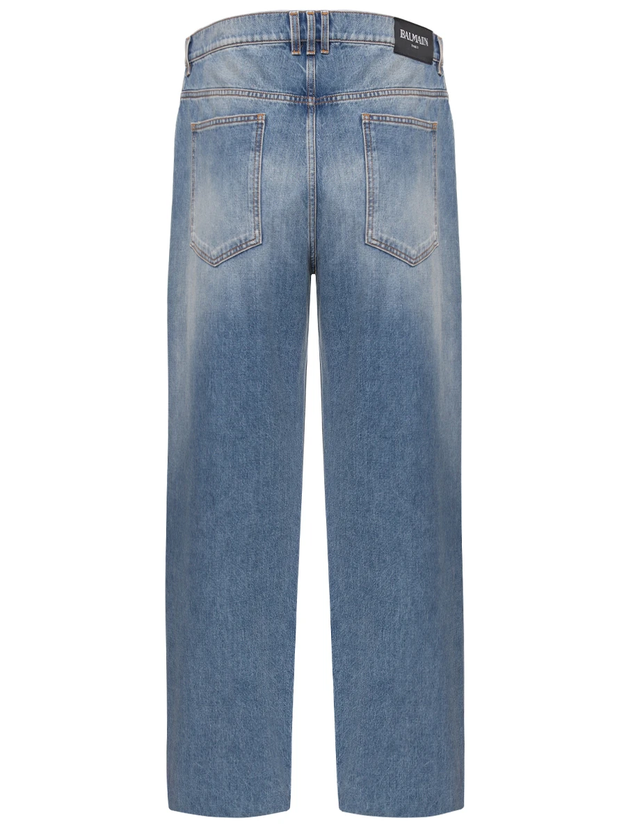 Джинсы Losse Fit хлопковые BALMAIN EH1ML155DF44 Синий  Фото 2