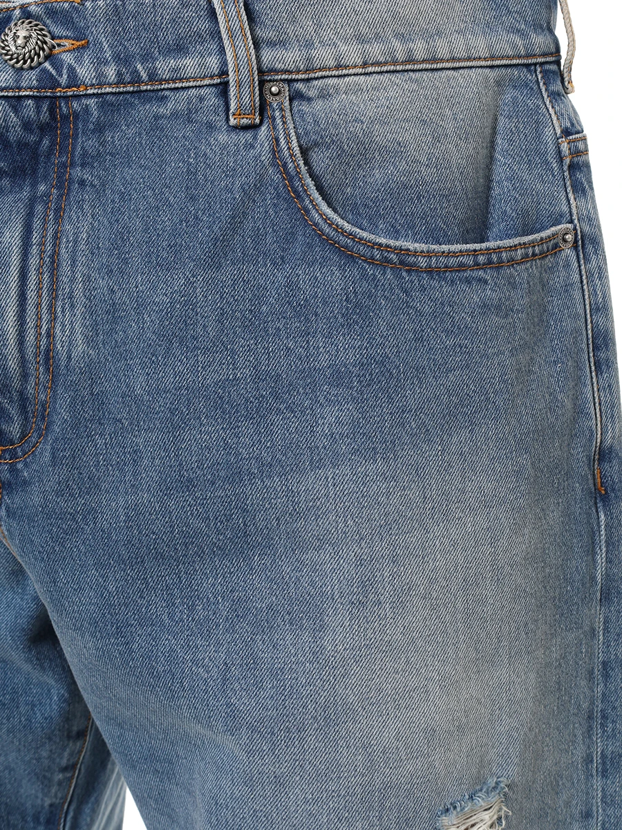 Джинсы Losse Fit хлопковые BALMAIN EH1ML155DF44 Синий  Фото 3