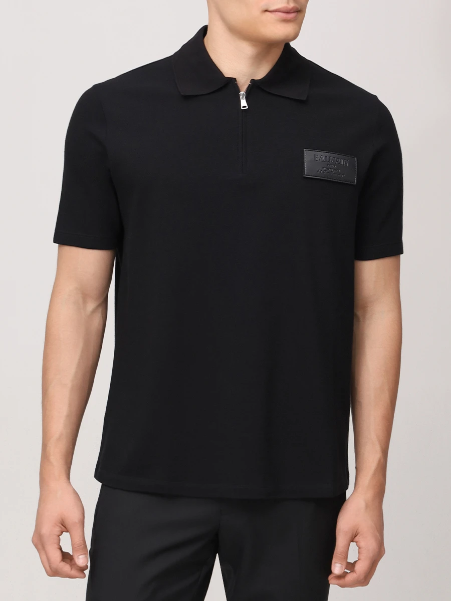 Поло хлопковое BALMAIN EH1GC027BC92 Черный  Фото 4