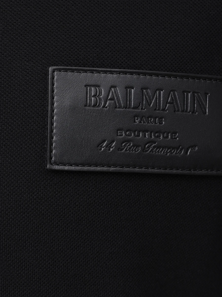 Поло хлопковое BALMAIN EH1GC027BC92 Черный  Фото 6