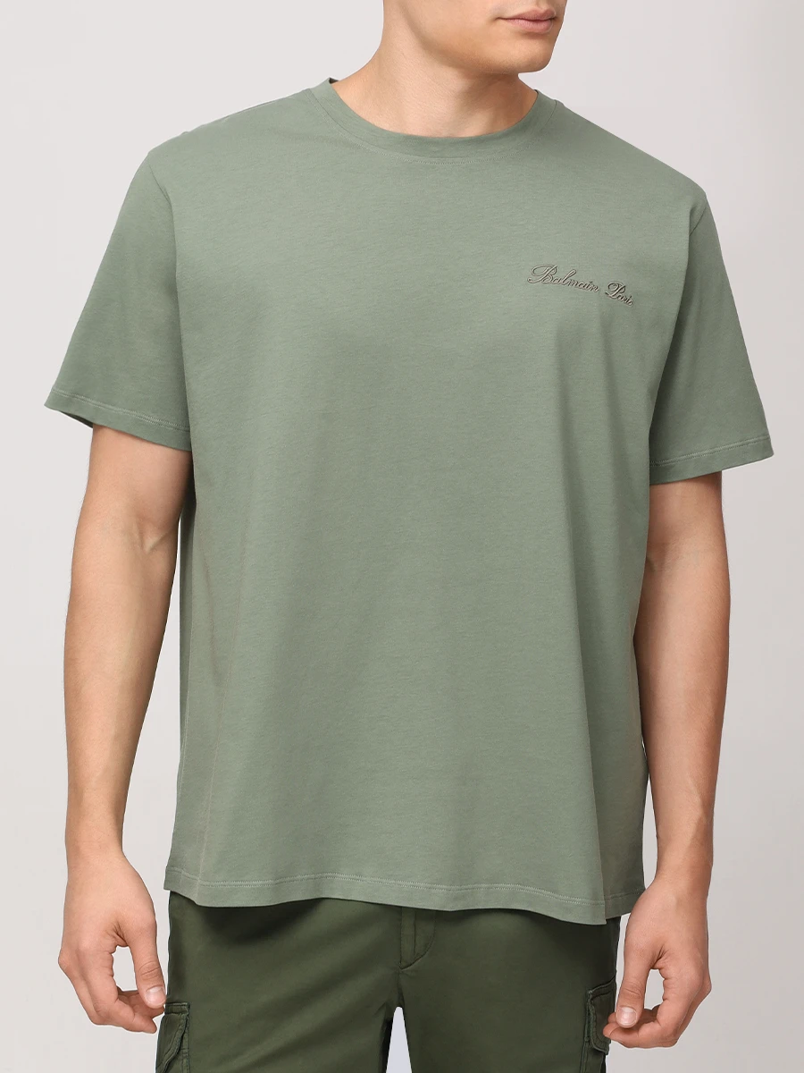 Футболка хлопковая BALMAIN DH1EG010BC68/ULA Зеленый  Фото 4