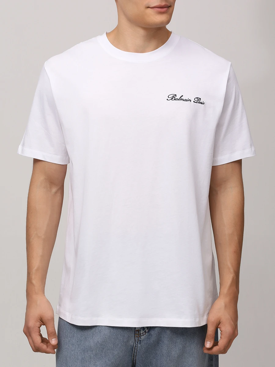 Футболка хлопковая BALMAIN DH1EG010BC68/GAB Белый  Фото 4