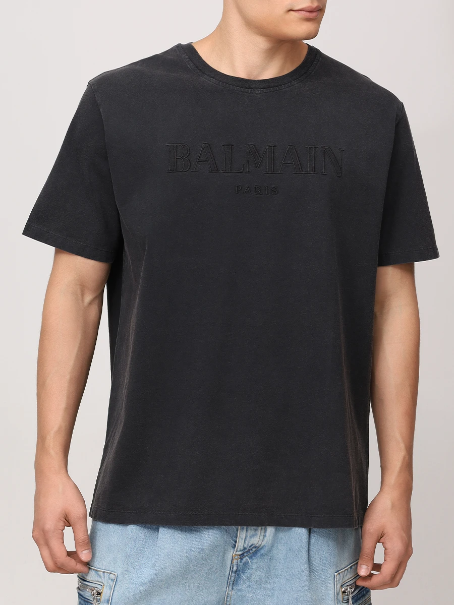 Футболка хлопковая BALMAIN DH1EG010BC72/YGD Серый  Фото 4
