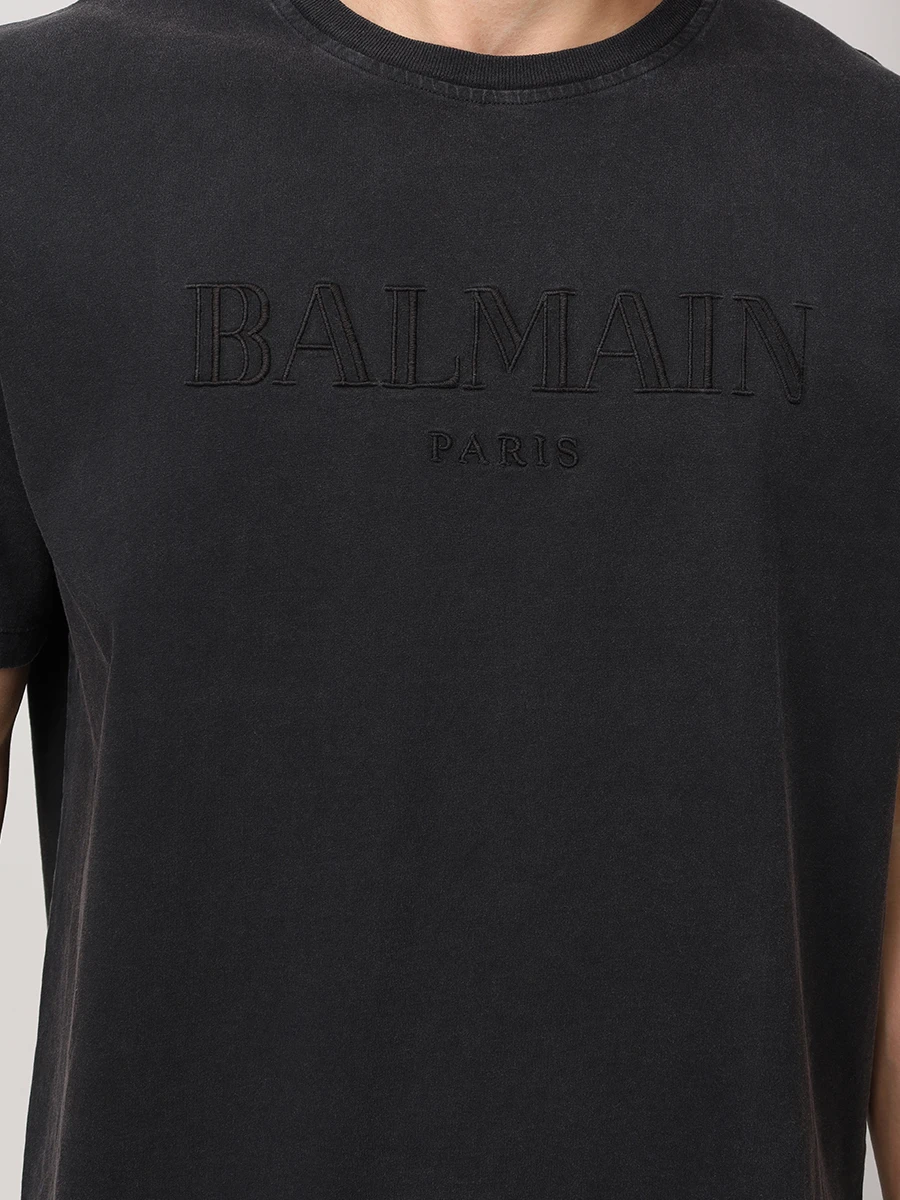 Футболка хлопковая BALMAIN DH1EG010BC72/YGD Серый  Фото 5
