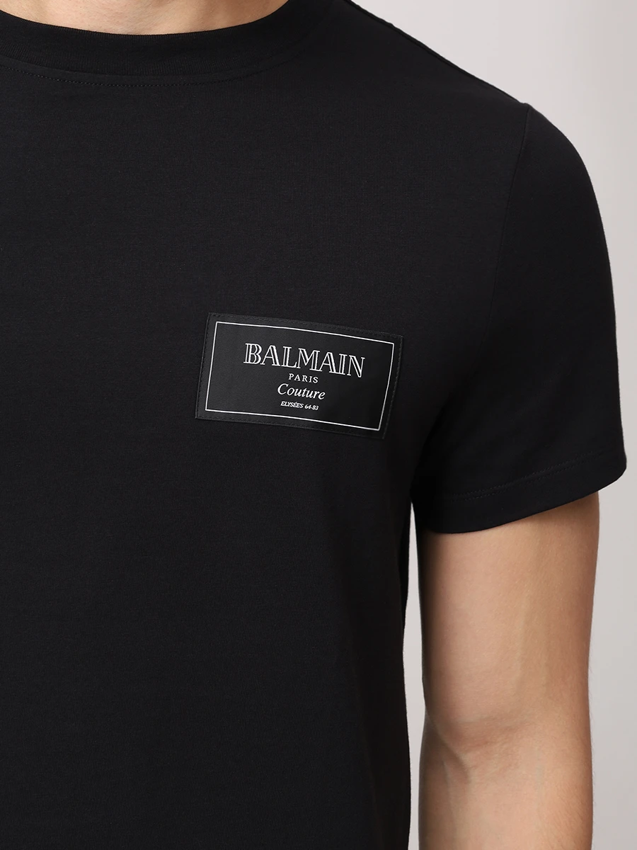 Футболка хлопковая BALMAIN EH1EF000BC91 Черный  Фото 5