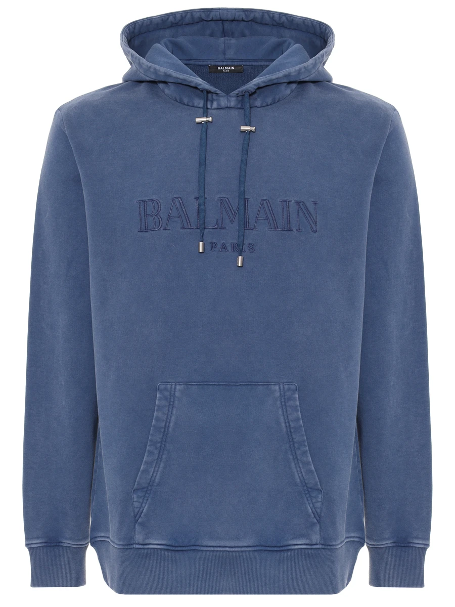 Худи хлопковое BALMAIN EH1JT047BC72/SOS Деним 