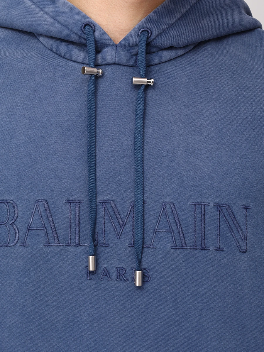Худи хлопковое BALMAIN EH1JT047BC72/SOS Деним  Фото 5