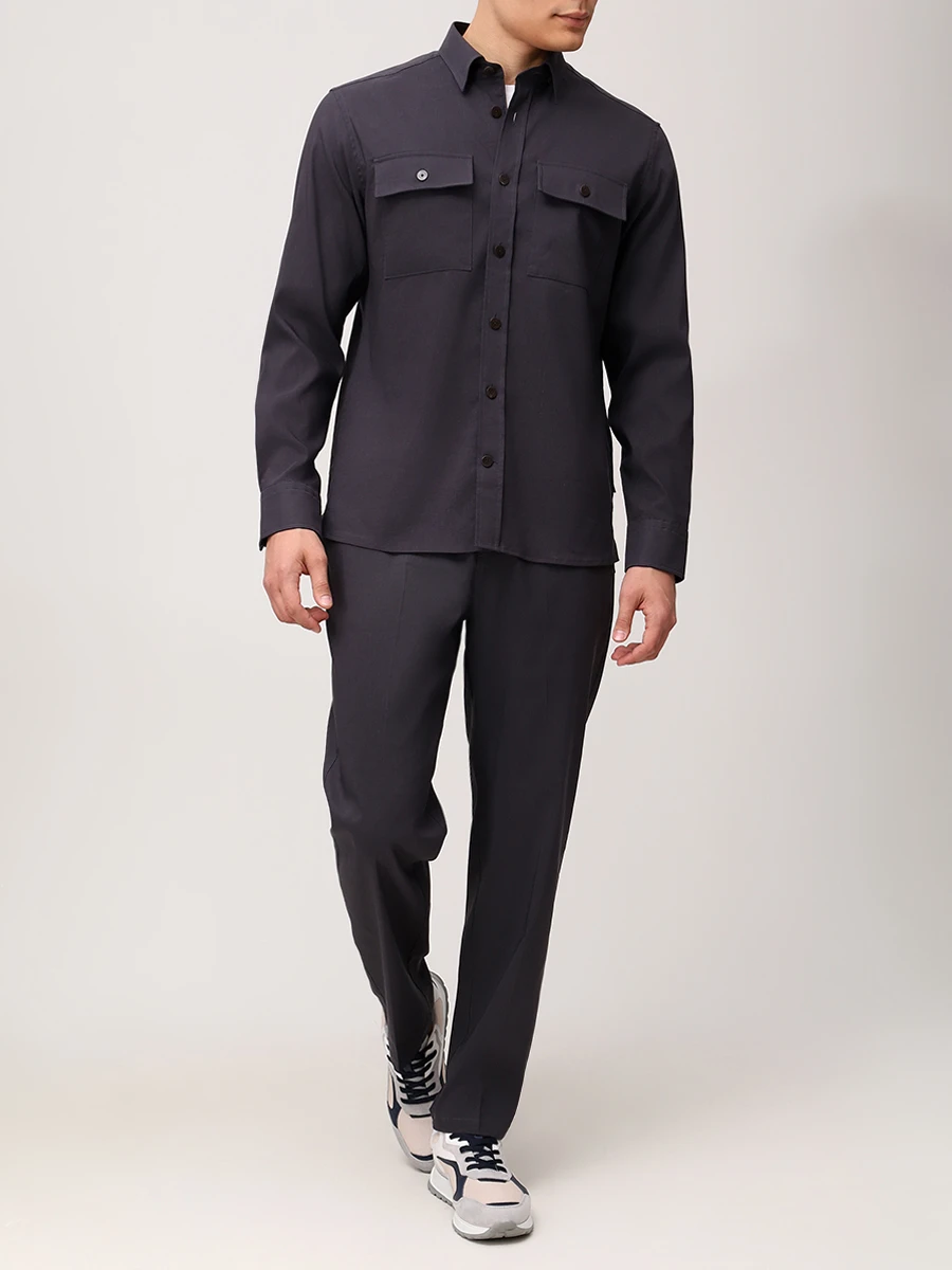 Рубашка из вискозы и льна Clive BOGNER 58909479/951 CLIVE-5 Серый  Фото 2