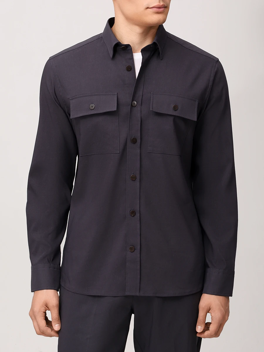 Рубашка из вискозы и льна Clive BOGNER 58909479/951 CLIVE-5 Серый  Фото 4