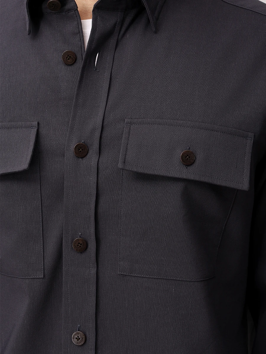 Рубашка из вискозы и льна Clive BOGNER 58909479/951 CLIVE-5 Серый  Фото 5