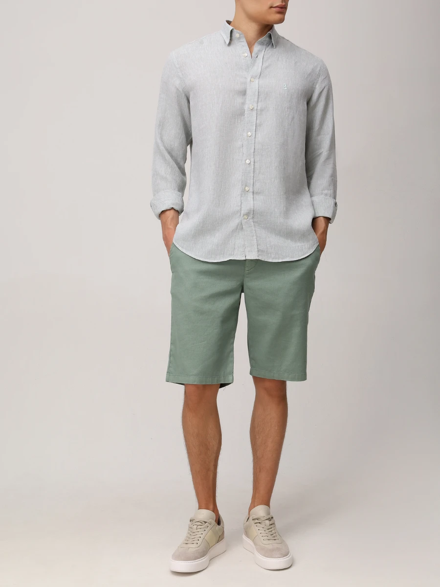 Шорты из хлопка и льна Cole BOGNER 18067335/230 COLE-G6 Зеленый  Фото 2