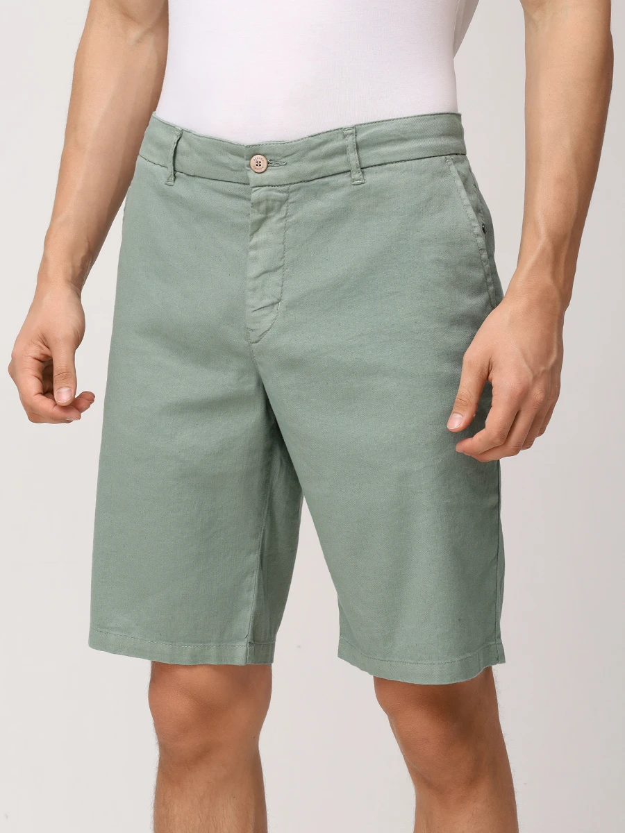 Шорты из хлопка и льна Cole BOGNER 18067335/230 COLE-G6 Зеленый  Фото 4